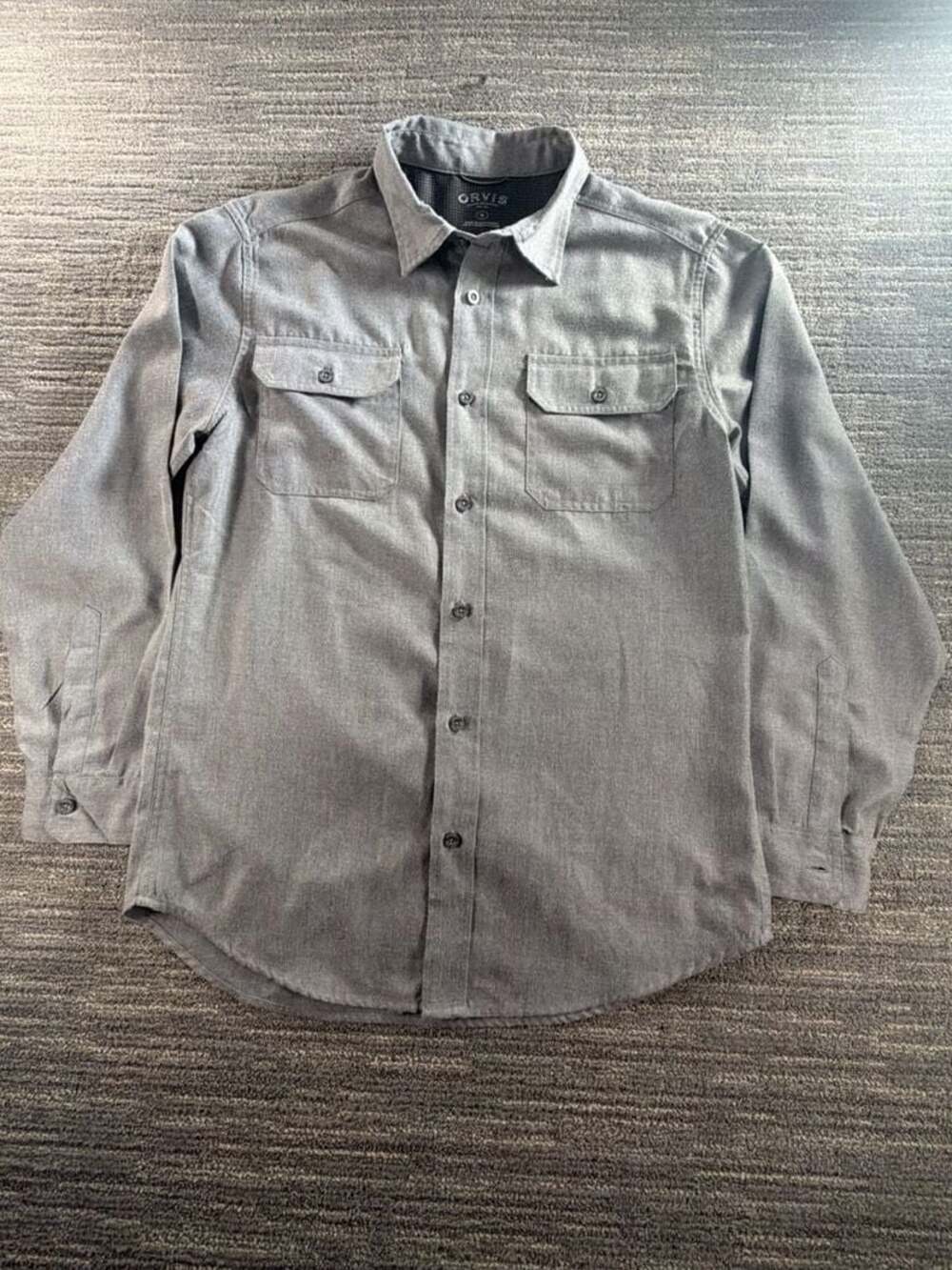 Orvis Classic Collection Gray Long Sleeve Button Down Shirt Size M